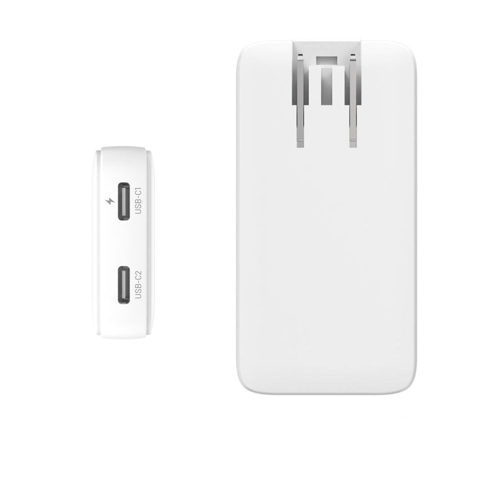 Зарядно устройство Fixed Travel, 45W, 3A, 2 x USB-C, Бяло