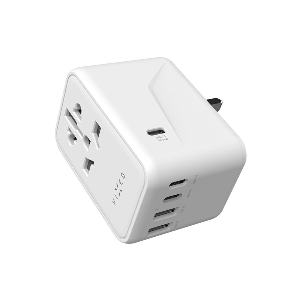 Зарядно устройство за мрежа Fixed Travel, 65W, 3.25A, 2 x USB-A - 3 x USB-C, Бяло
