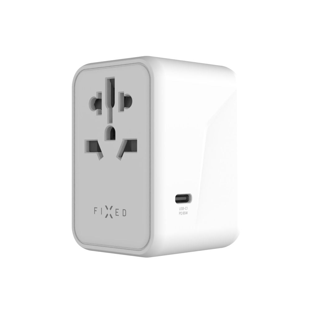 Зарядно устройство за мрежа Fixed Travel, 65W, 3.25A, 2 x USB-A - 3 x USB-C, Бяло