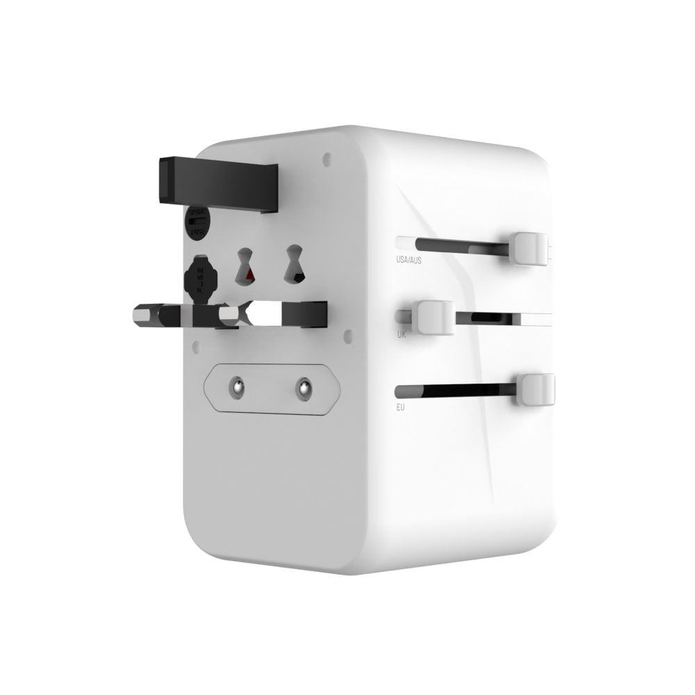 Зарядно устройство за мрежа Fixed Travel, 65W, 3.25A, 2 x USB-A - 3 x USB-C, Бяло