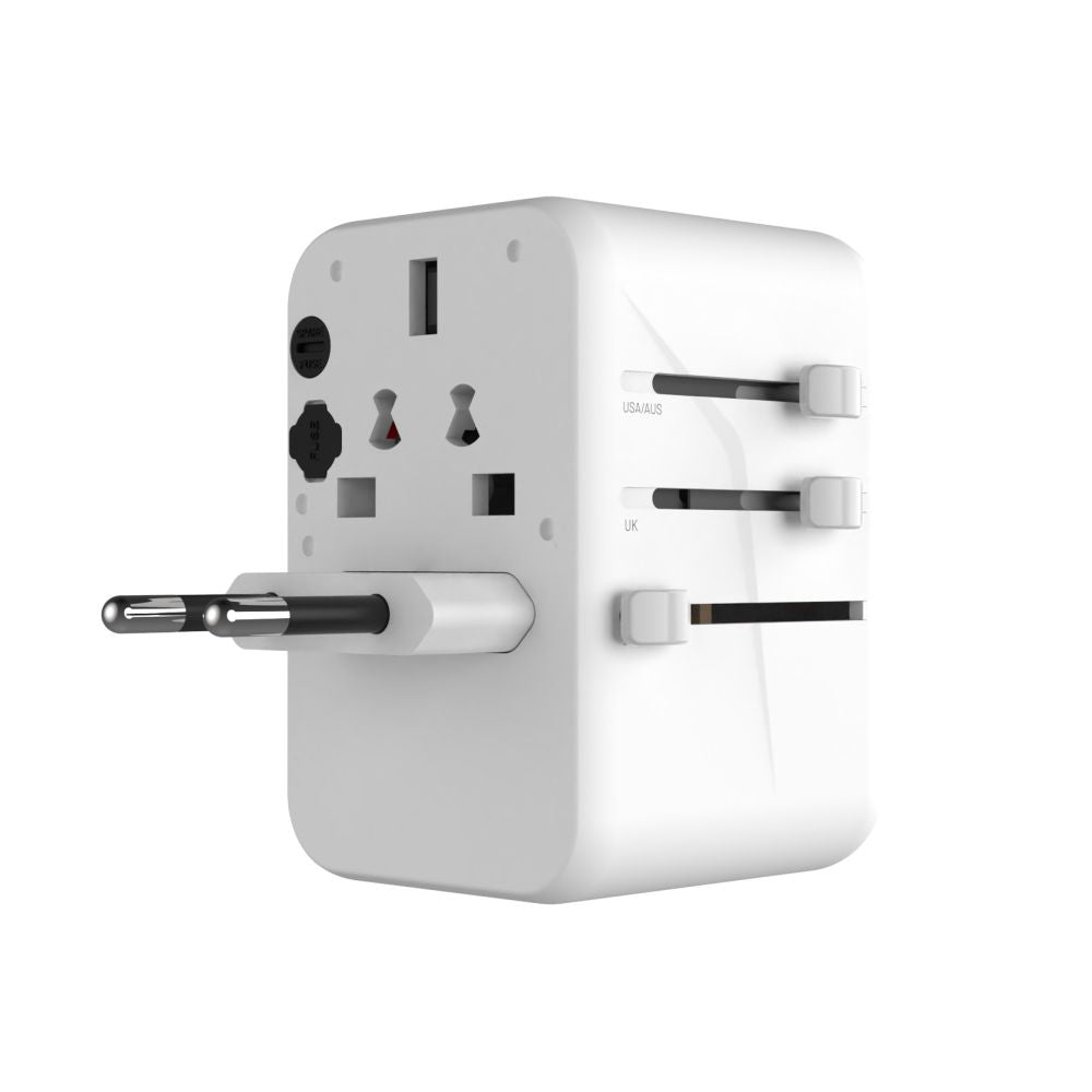 Зарядно устройство за мрежа Fixed Travel, 65W, 3.25A, 2 x USB-A - 3 x USB-C, Бяло