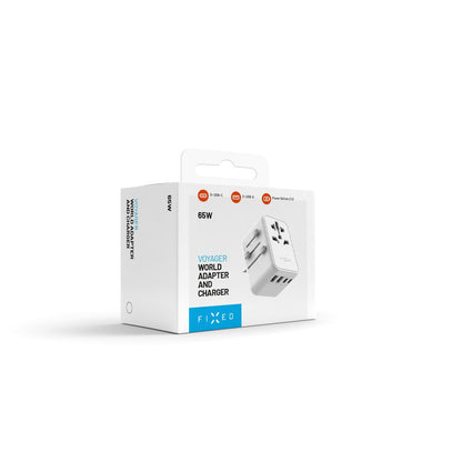 Зарядно устройство за мрежа Fixed Travel, 65W, 3.25A, 2 x USB-A - 3 x USB-C, Бяло