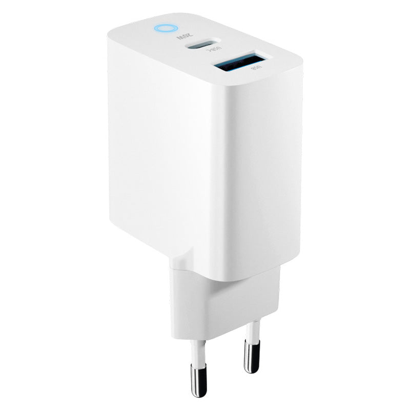 Мрежово зарядно устройство Forever TC-06-20AC, 20W, 3A, 1 x USB-A - 1 x USB-C, бяло 