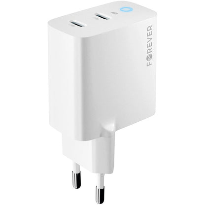 Мрежово зарядно устройство Forever TC-06-65CC, 65W, 3,25A, 2 x USB-C, бяло 