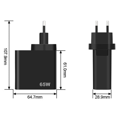 Мрежово зарядно устройство GVDA, 65W, 3A, 1 x USB-A - 1 x USB-C, черно 