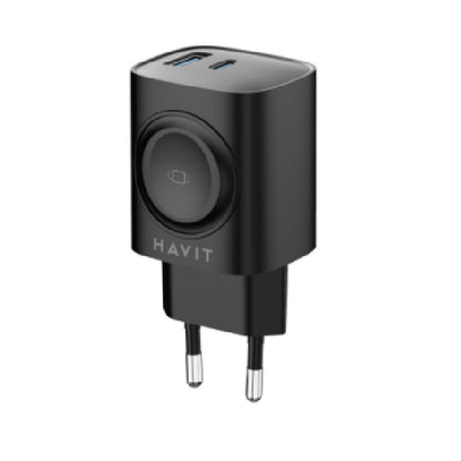 Зарядно устройство за мрежа HAVIT UC132 2в1, 22W, 3A, 1 x USB-A - 1 x USB-C, Черно