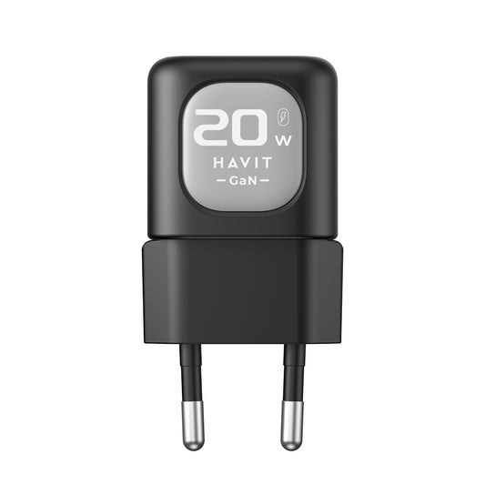 Зарядно за мрежа HAVIT UC220, 20W, 3A, 1 x USB-A - 1 x USB-C, Черно Сиво