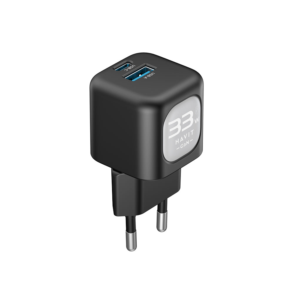 Зарядно за мрежа HAVIT UC230, 33W, 3A, 1 x USB-A - 1 x USB-C, Зелено