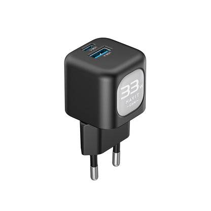 Зарядно за мрежа HAVIT UC230, 33W, 3A, 1 x USB-A - 1 x USB-C, Зелено