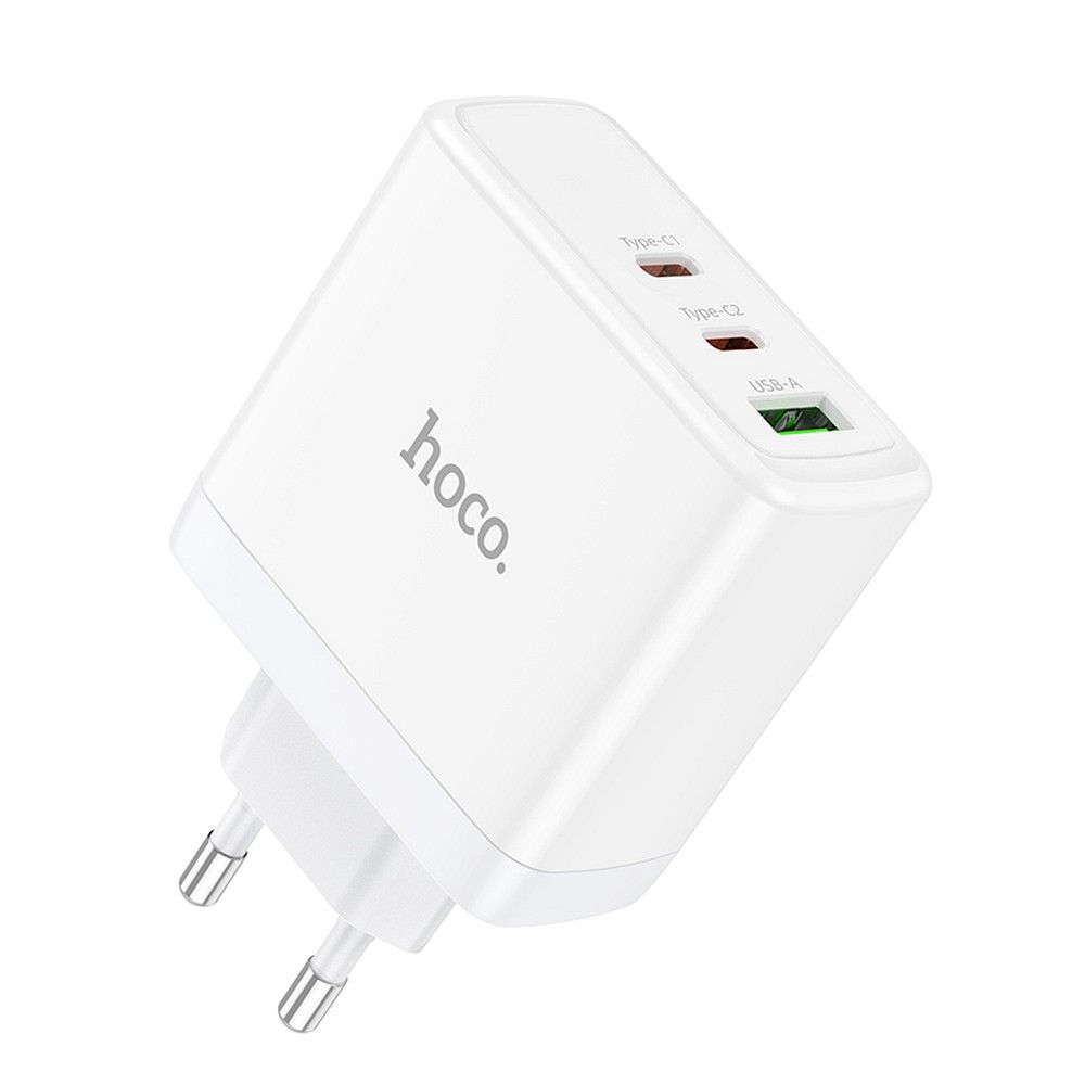 Зарядно за мрежа HOCO N30, 65W, 3.25A, 1 x USB-A - 2 x USB-C, Бяло