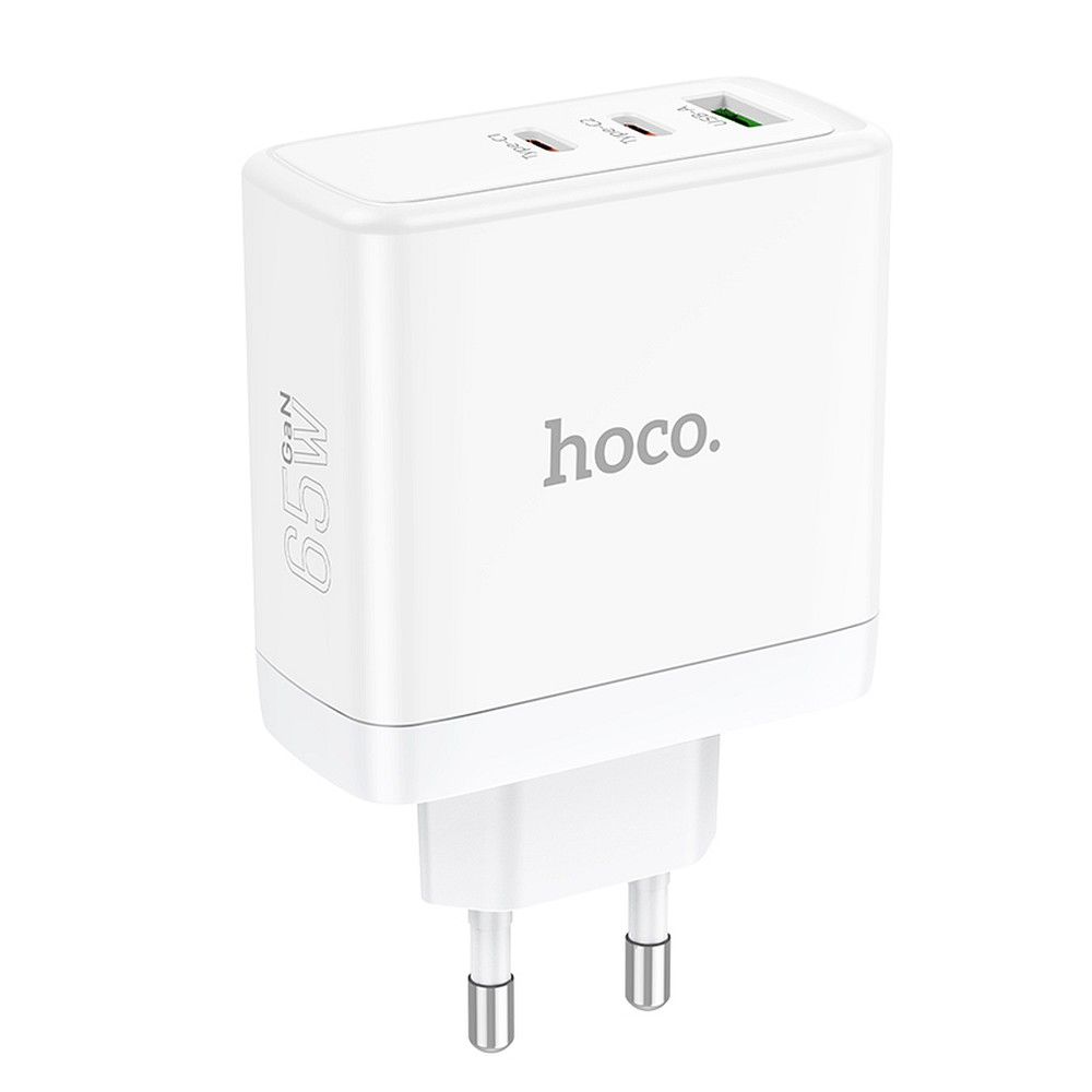 Зарядно за мрежа HOCO N30, 65W, 3.25A, 1 x USB-A - 2 x USB-C, Бяло