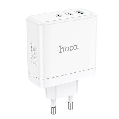 Зарядно за мрежа HOCO N30, 65W, 3.25A, 1 x USB-A - 2 x USB-C, Бяло