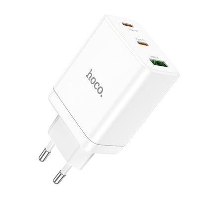 Мрежово зарядно устройство HOCO N33, 35W, 3A, 1 x USB-A - 2 x USB-C, бяло 