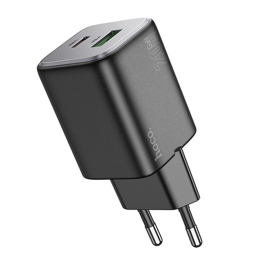 Зарядно за мрежа HOCO N41, 20W, 3A, 1 x USB-A - 1 x USB-C, Черно