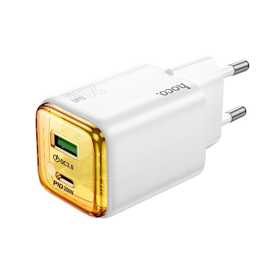 Зарядно за мрежа HOCO N52, 20W, 3A, 1 x USB-A - 1 x USB-C, Бяло