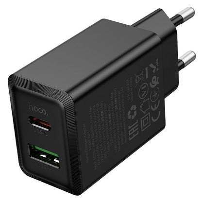 Зарядно за мрежа HOCO N71, 30W, 3A, 1 x USB-A - 1 x USB-C, Черно
