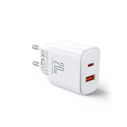 Зарядно устройство за мрежа Joyroom JR-TCF05, 20W, 3A, 1 x USB-A - 1 x USB-C, Бяло