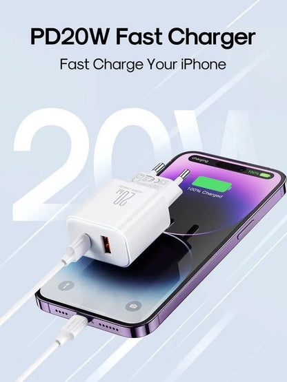 Зарядно устройство за мрежа Joyroom JR-TCF05, 20W, 3A, 1 x USB-A - 1 x USB-C, Бяло