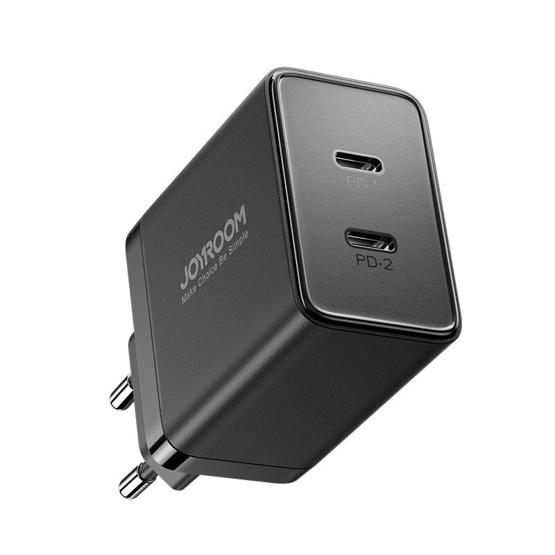 Мрежово зарядно устройство Joyroom JR-TCF09, 40W, 3A, 2 x USB-C, черно 