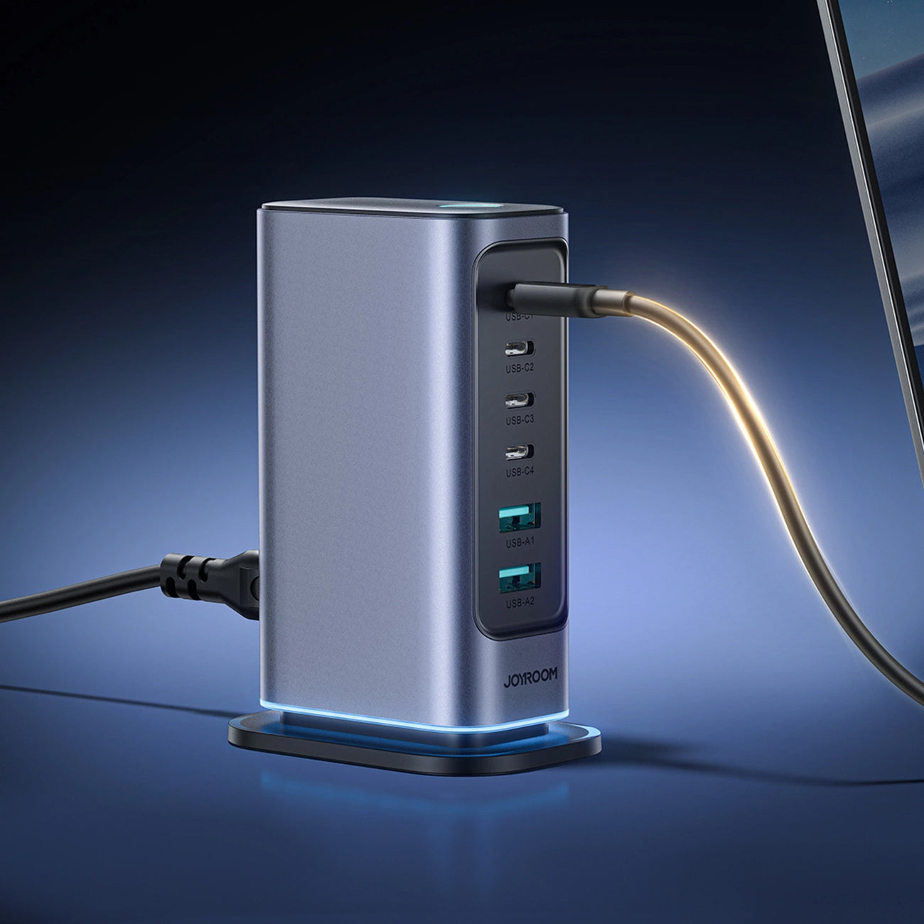 Зарядно устройство Joyroom JR-TCM02, 65W, 3.25A, 2 x USB-A - 4 x USB-C, Сиво