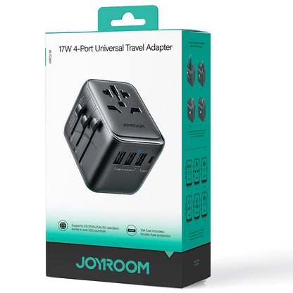 Мрежово зарядно устройство Joyroom JR-TCW01 Travel, 17W, 3A, 1 x USB-C - 3 x USB-A, черно 