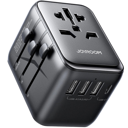 Мрежово зарядно устройство Joyroom JR-TCW01 Travel, 17W, 3A, 1 x USB-C - 3 x USB-A, черно 