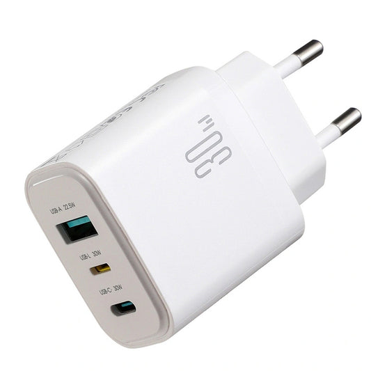 Зарядно устройство Joyroom JR-TG6, 30W, 3A, 1 x Lightning - 1 x USB-A - 1 x USB-C, Бяло