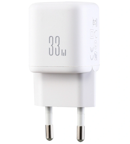 Зарядно устройство за мрежа Joyroom JR-TG7, 33W, 3A, 1 x USB-A - 1 x USB-C, Бяло