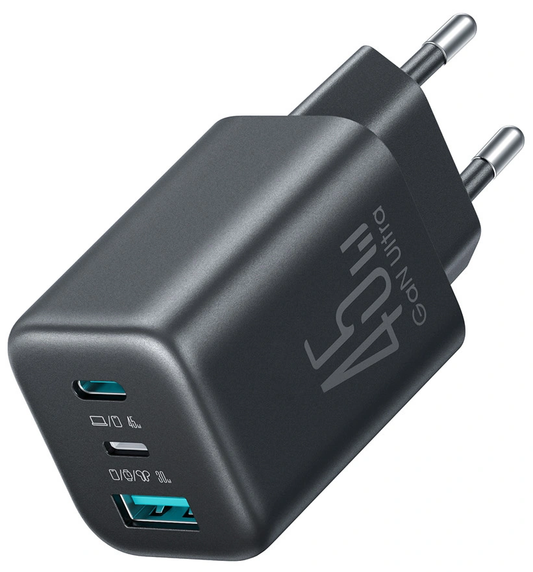 Зарядно устройство за мрежа Joyroom JR-TO1, 45W, 3A, 1 x Lightning - 1 x USB-A - 1 x USB-C, Черно