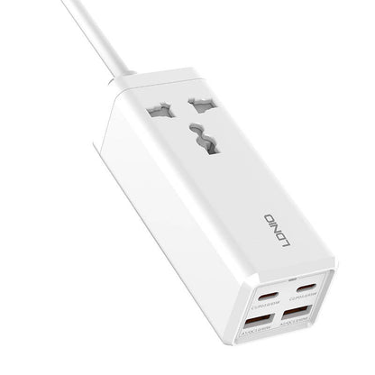 Мрежово зарядно устройство Ldnio SC1418, 2500W, 5A, 1 x гнездо - 2 x USB-A - 2 x USB-C, бяло