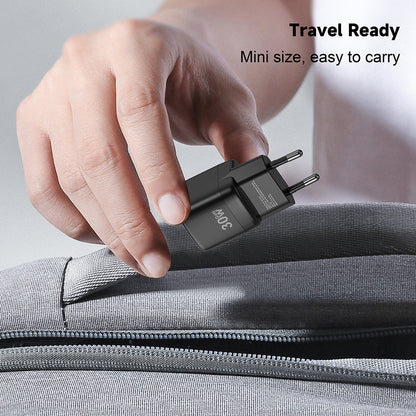 Зарядно устройство за мрежа Lito LC11, 30W, 3A, 1 x USB-C, Черно