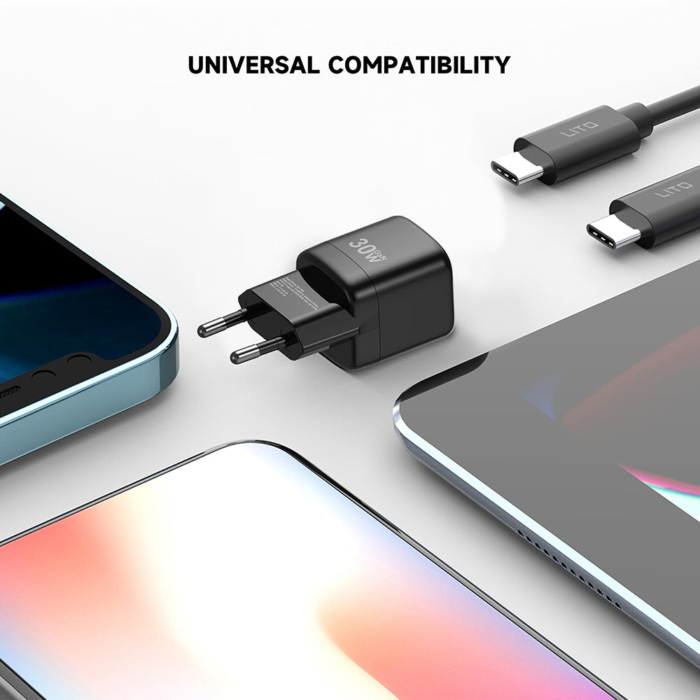 Зарядно устройство за мрежа Lito LC11, 30W, 3A, 1 x USB-C, Черно