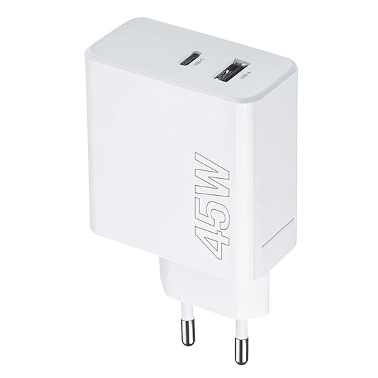 Мрежово зарядно устройство MaXlife MXTC-07-45AC, 45W, 3A, 1 x USB-A - 1 x USB-C, бяло