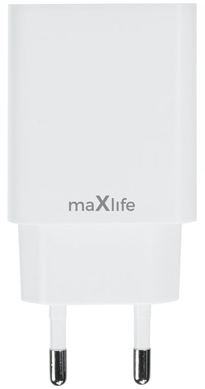 Зарядно за мрежа MaXlife MXTC-13-20AC, 20W, 3A, 1 x USB-A - 1 x USB-C, Бяло