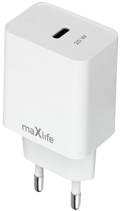 Зарядно за мрежа MaXlife MXTC-13-20C, 20W, 3A, 1 x USB-C, Бяло