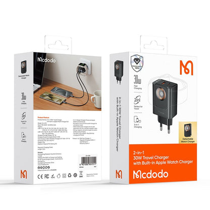 Зарядно устройство за мрежа McDodo CH-3700 Companion, 30W, 3A, 1 x USB-A - 1 x USB-C, Черно