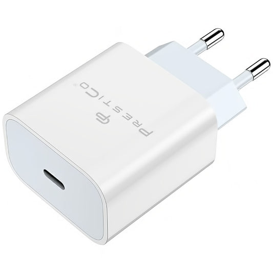 Мрежово зарядно устройство Prestico F8A Box, 20W, 3A, 1 x USB-C, бяло