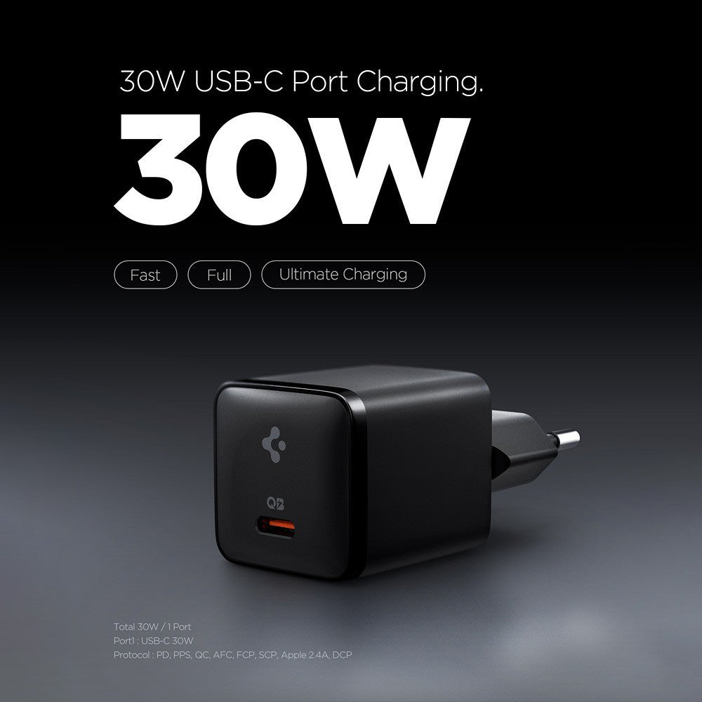 Spigen EE301EU Essential Wall Charger, 30W, 3A, 1 x USB-C, Black ACH09493
