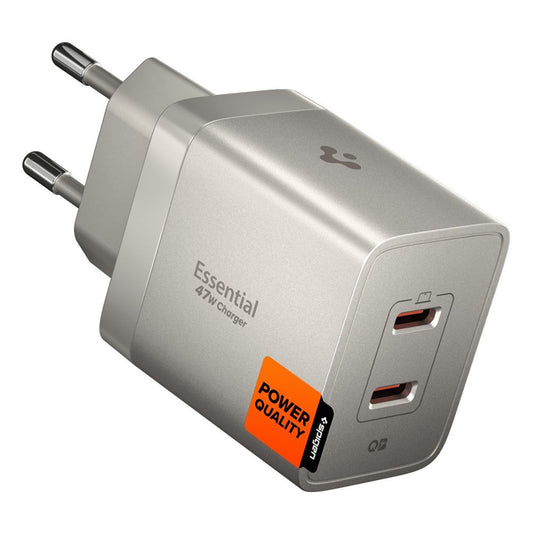 Зарядно устройство за мрежа Spigen EE472EU Essential, 47W, 3A, 2 x USB-C, Титан сив ACH10451