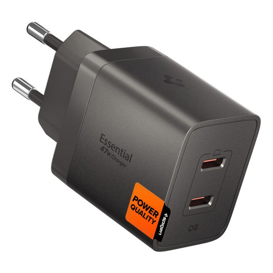 Зарядно устройство Spigen EE472EU Essential, 47W, 3A, 2 x USB-C, Сиво ACH10450