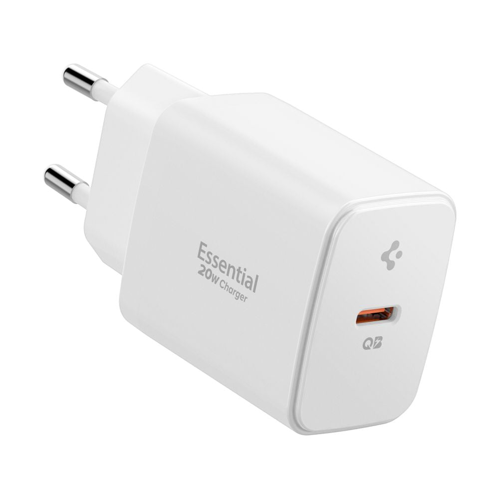 Зарядно устройство за мрежа Spigen Essential, 20W, 3A, 1 x USB-C, Бяло