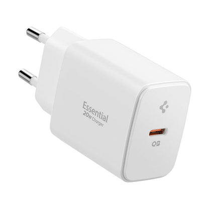 Зарядно устройство за мрежа Spigen Essential, 20W, 3A, 1 x USB-C, Бяло