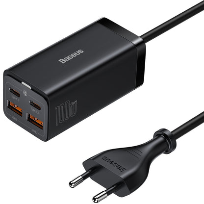 Зарядно устройство Baseus GaN3 Pro, 100W, 5A, 2 x USB-A - 2 x USB-C, Черно CCGP000101