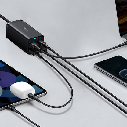 Зарядно устройство Baseus GaN3 Pro, 100W, 5A, 2 x USB-A - 2 x USB-C, Черно CCGP000101