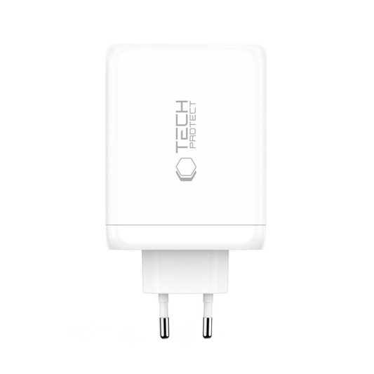 Зарядно устройство за мрежа Tech-Protect NC200W-GAN, 200W, 5A, 1 x USB-A - 3 x USB-C, Бяло