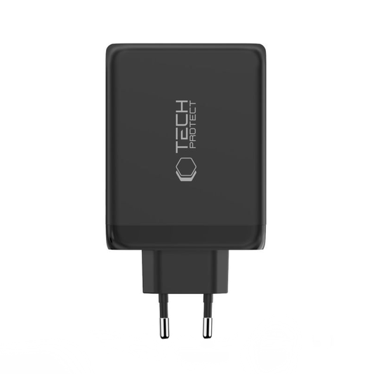 Мрежов заряден уред Tech-Protect NC200W-GAN, 200W, 5A, 1 x USB-A - 3 x USB-C, Черен