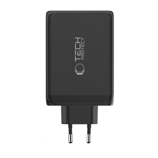 Зарядно устройство за мрежа Tech-Protect NC240W-GAN, 240W, 5A, 1 x USB-A - 3 x USB-C, Черно