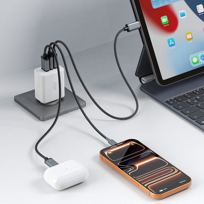 Зарядно устройство за мрежа Tech-Protect NCA65W, 65W, 3A, 1 x USB-A - 2 x USB-C, Бяло