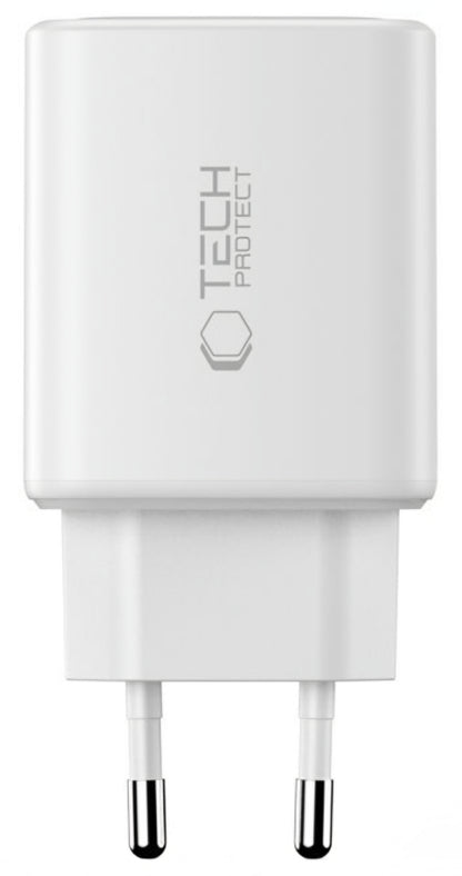 Зарядно устройство за мрежа Tech-Protect NCA65W, 65W, 3A, 1 x USB-A - 2 x USB-C, Бяло