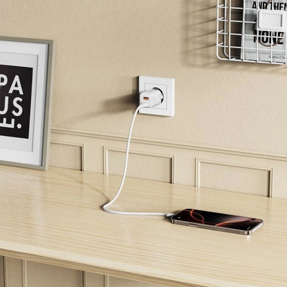 Зарядно за мрежа Tech-Protect NCM33W, 33W, 3A, 1 x USB-A - 1 x USB-C, Бяло